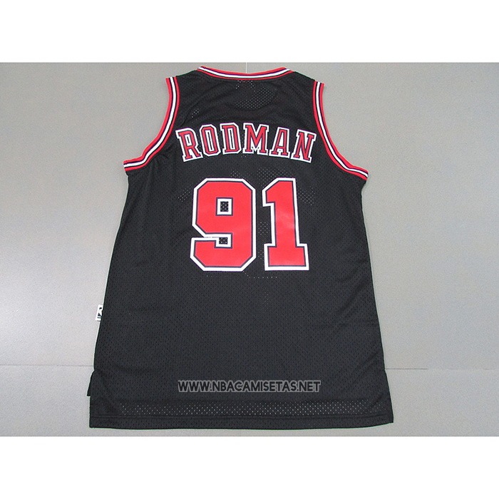 Camiseta Chicago Bulls Dennis Rodman NO 91 Mitchell & Ness 1997-98 Negro